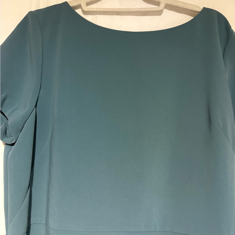Ann Taylor Teal Short-Sleeve Midi Dress with Waist Tie - Picture 2 of 14